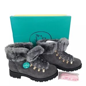 Jack Rogers Suede Boots Women's Size 8M Waterproof Faux Fur Lined New in Box